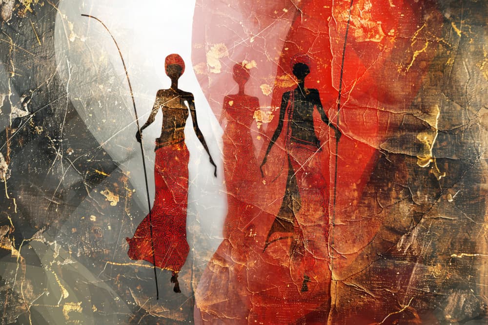 Tribal Women Walking by Rafal Kulik — canvas wall art