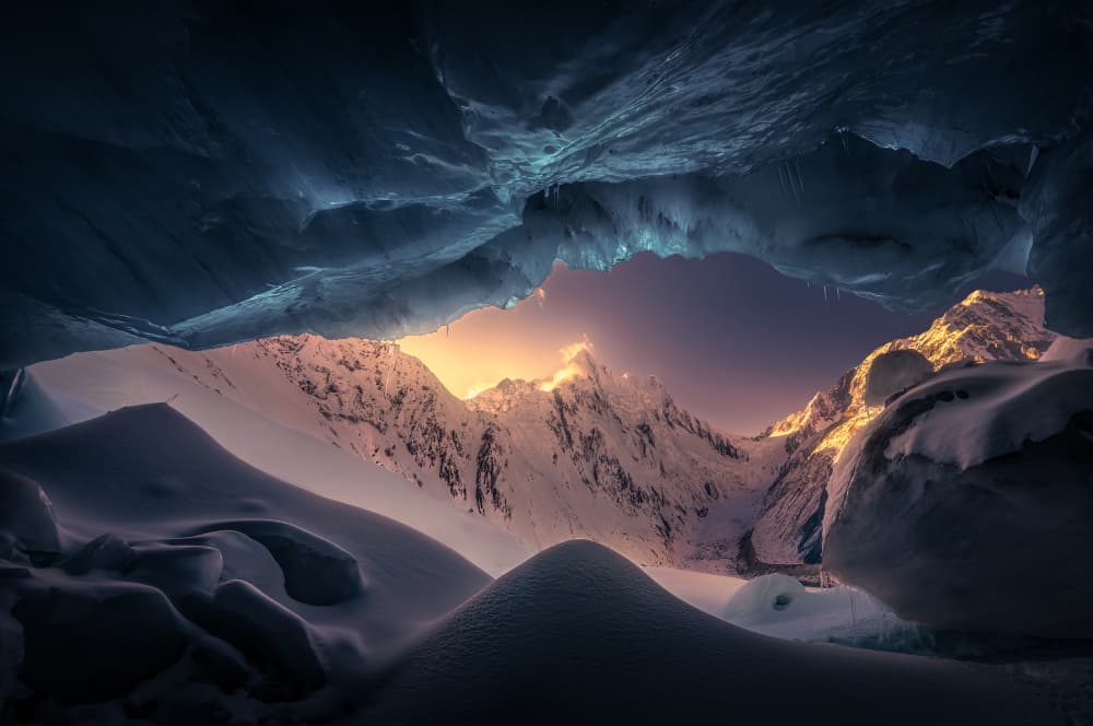 Frozen Mountain Glow by NingYun Ye — canvas wall art