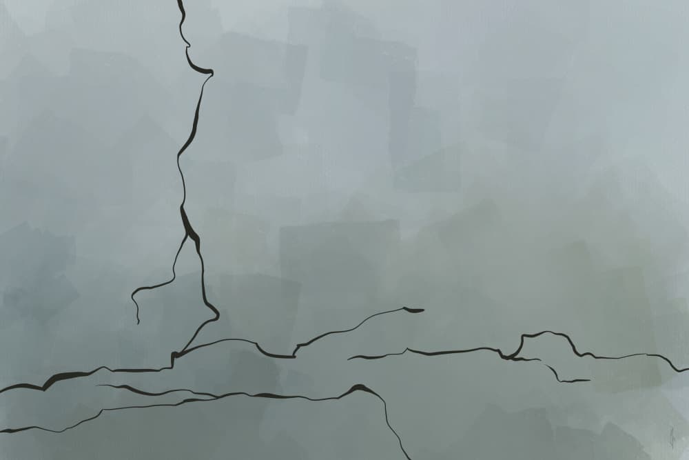 Cracked Grey Wall by Ankie Kooi — canvas wall art