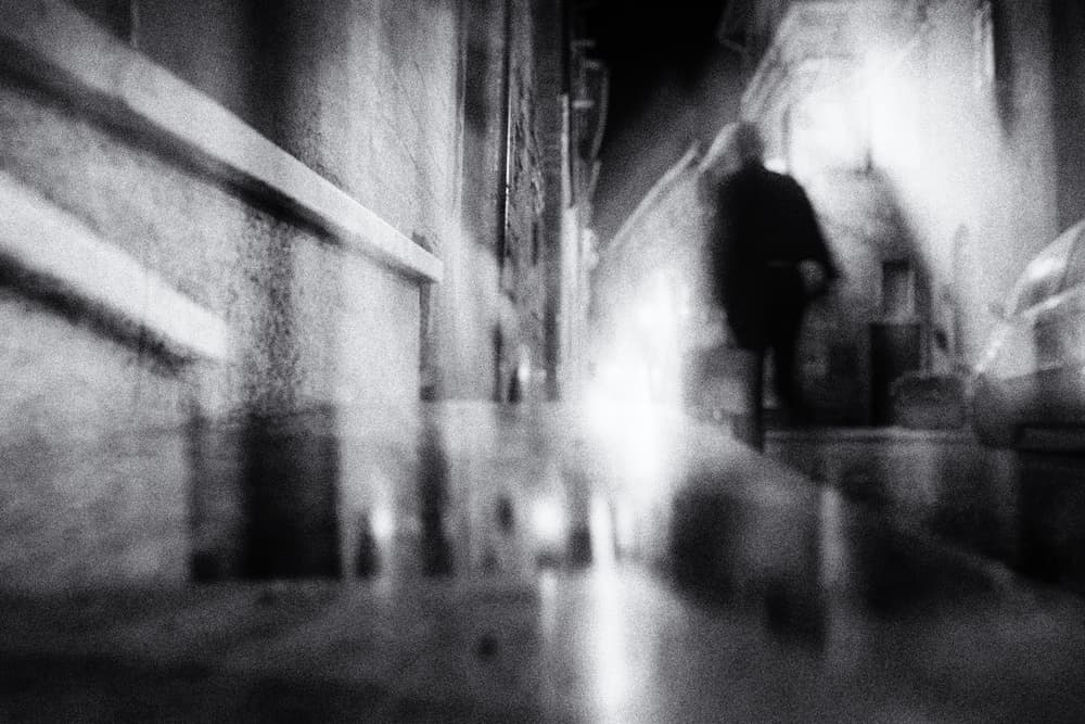 Blurred Figure Night Street by Vincenzo Pascale — canvas wall art