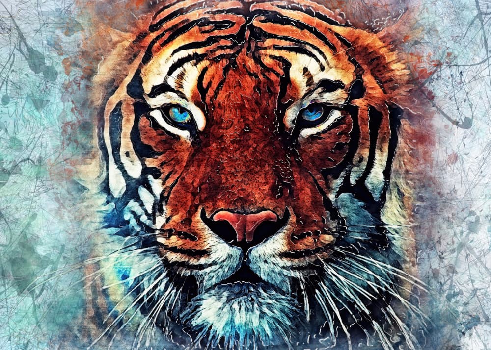 Majestic Watercolor Tiger by Justyna Jaszke — canvas wall art