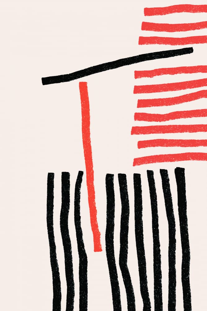 Red Black Abstract Lines by jay stanley — canvas wall art