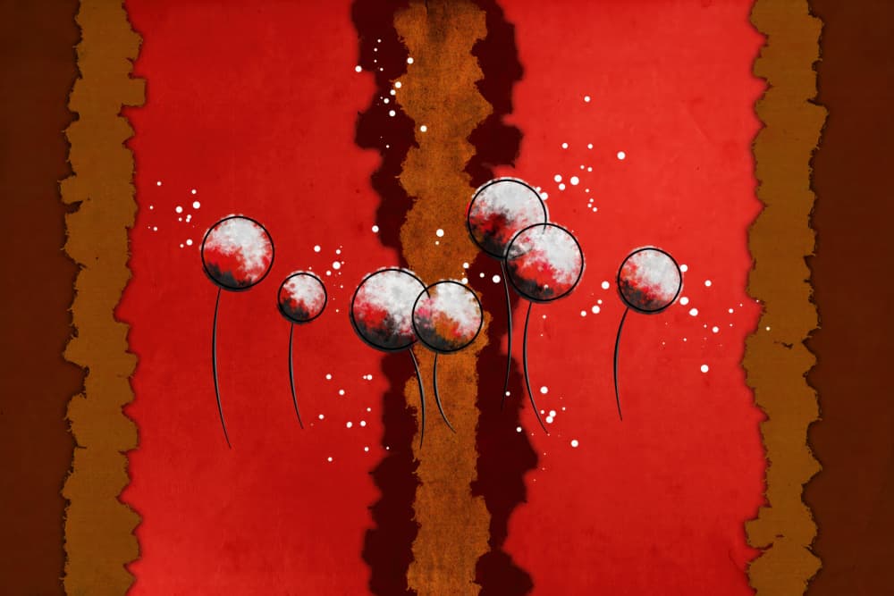 Whimsical Red Blooms by Rafal Kulik — canvas wall art