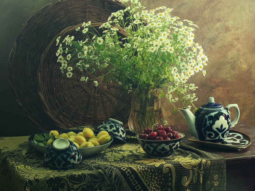 Summer Daisies Still Life by UstinaGreen — canvas wall art