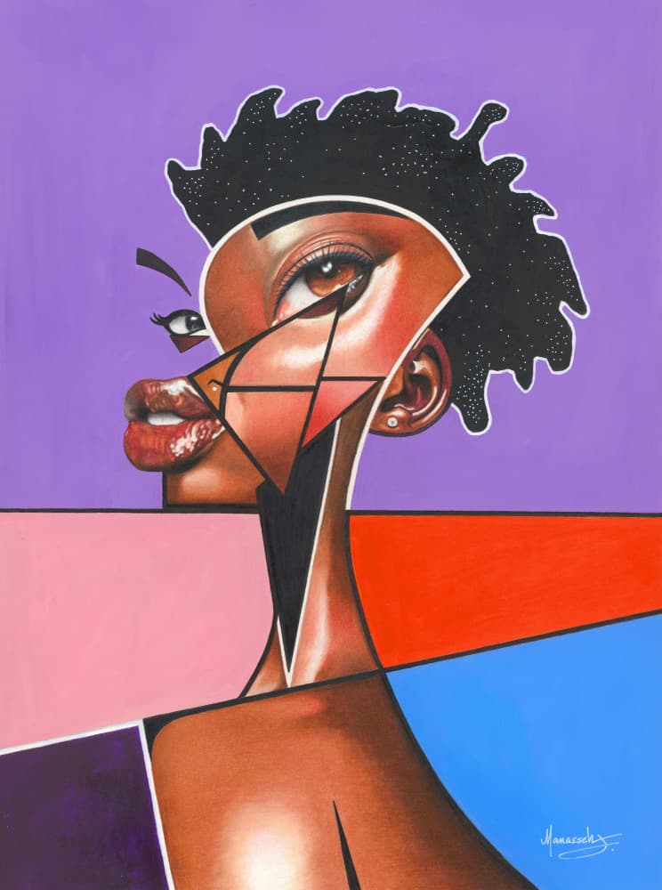 Vibrant Abstract Woman by Manasseh Johnson Sr. — canvas wall art