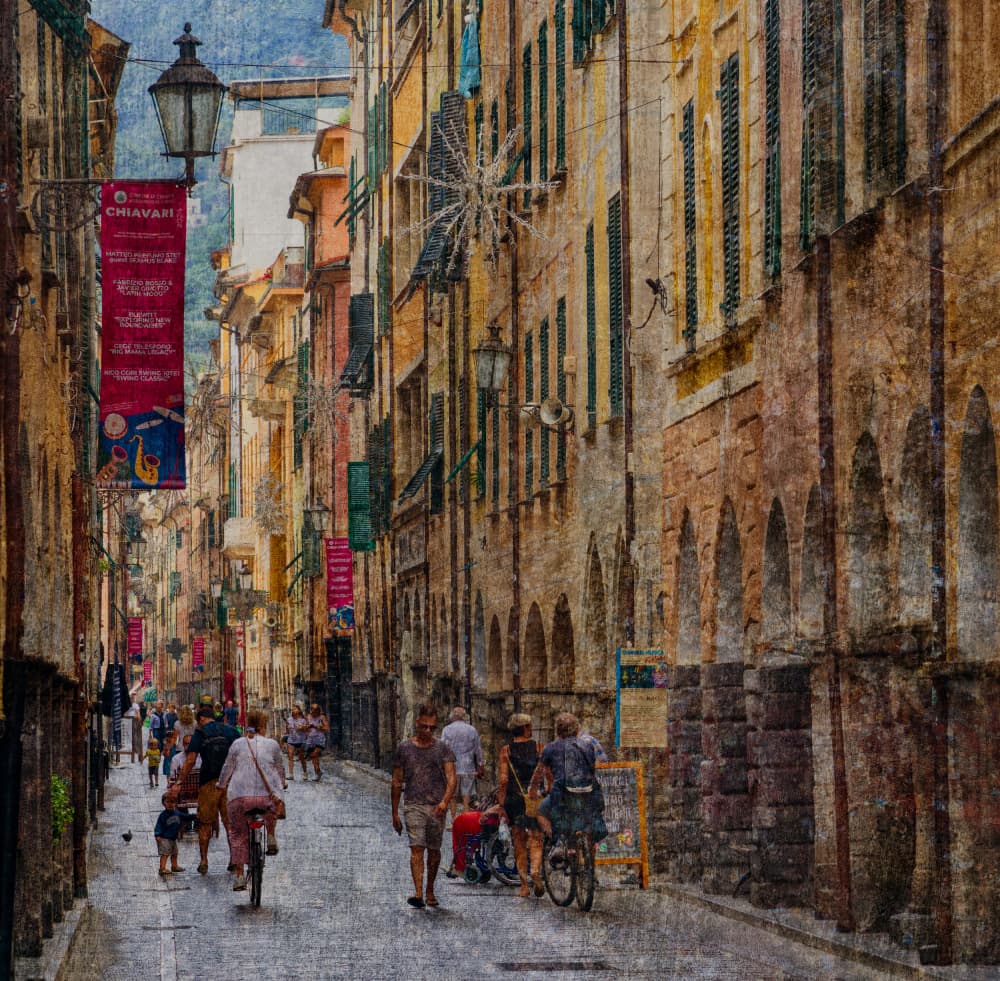 Bustling Chiavari Street by Isabelle DUPONT — canvas wall art