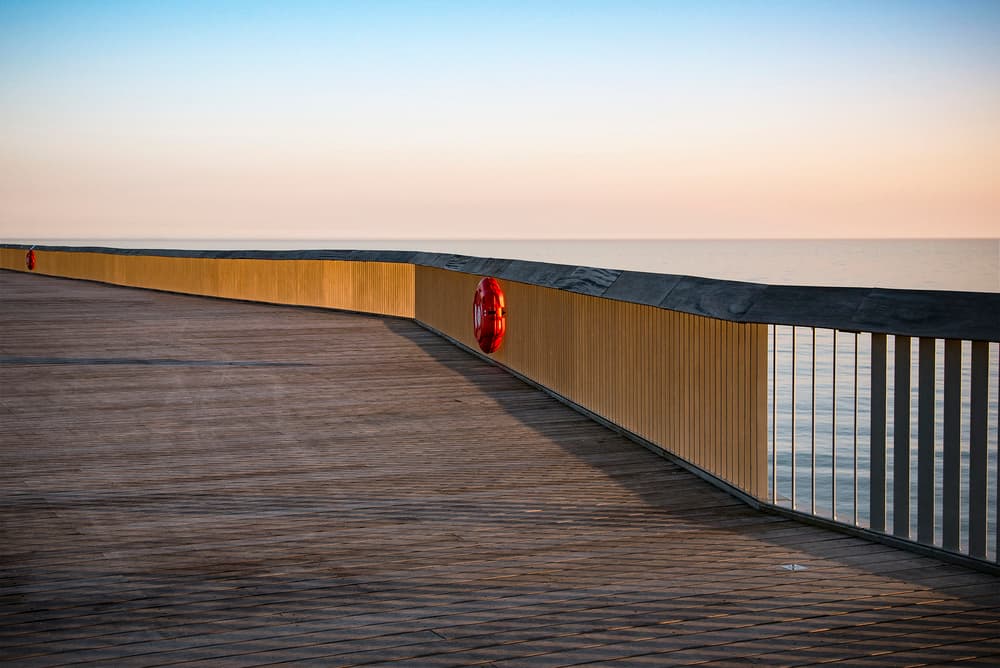 Peaceful Pier Morning by Linda Wride — canvas wall art