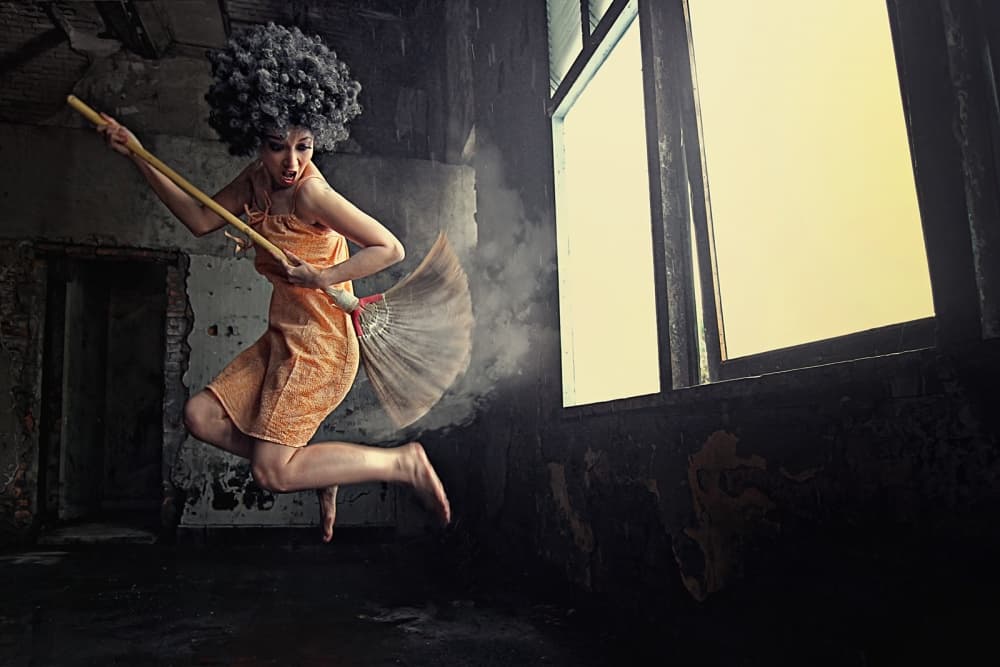 Woman on a Magic Broom by m salim bhayangkara — canvas wall art