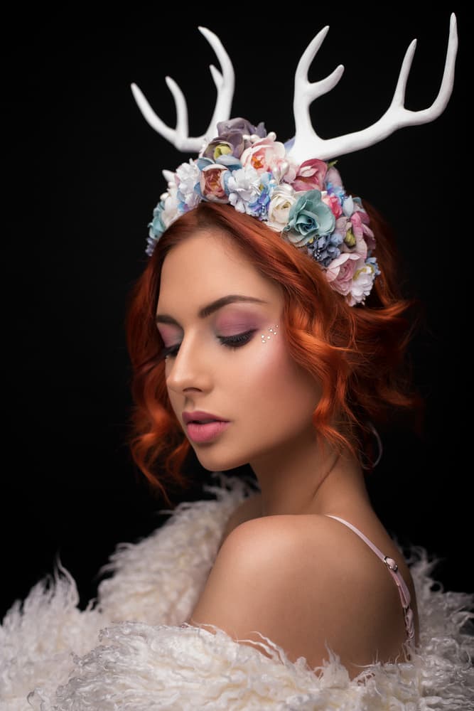 Whimsical Antler Portrait by Martin Krystynek MQEP — canvas wall art