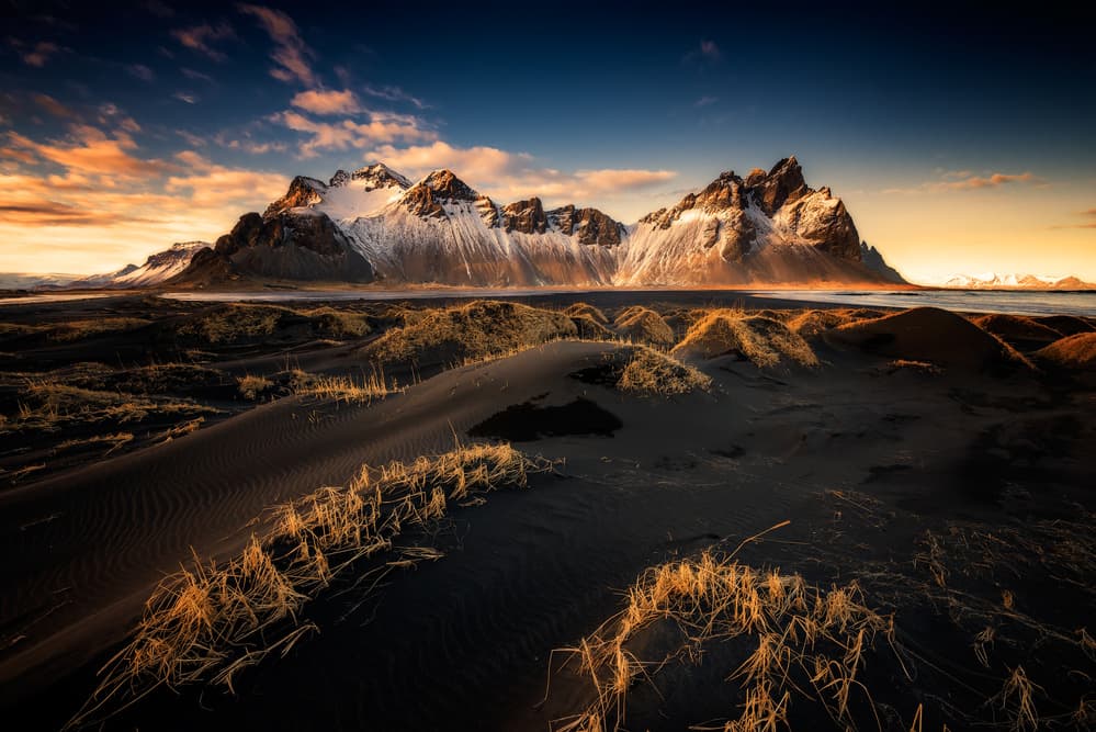 Vestrahorn Sunset Peaks by David Martin Castan — canvas wall art