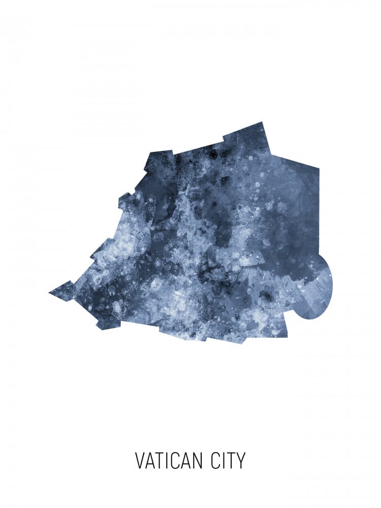 Vatican City Blue Map by Michael Tompsett — canvas wall art