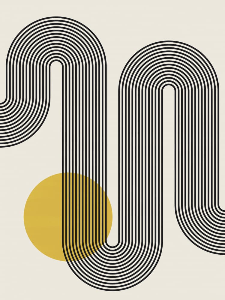 Curved Lines Gold Circle by Vitor Costa — canvas wall art