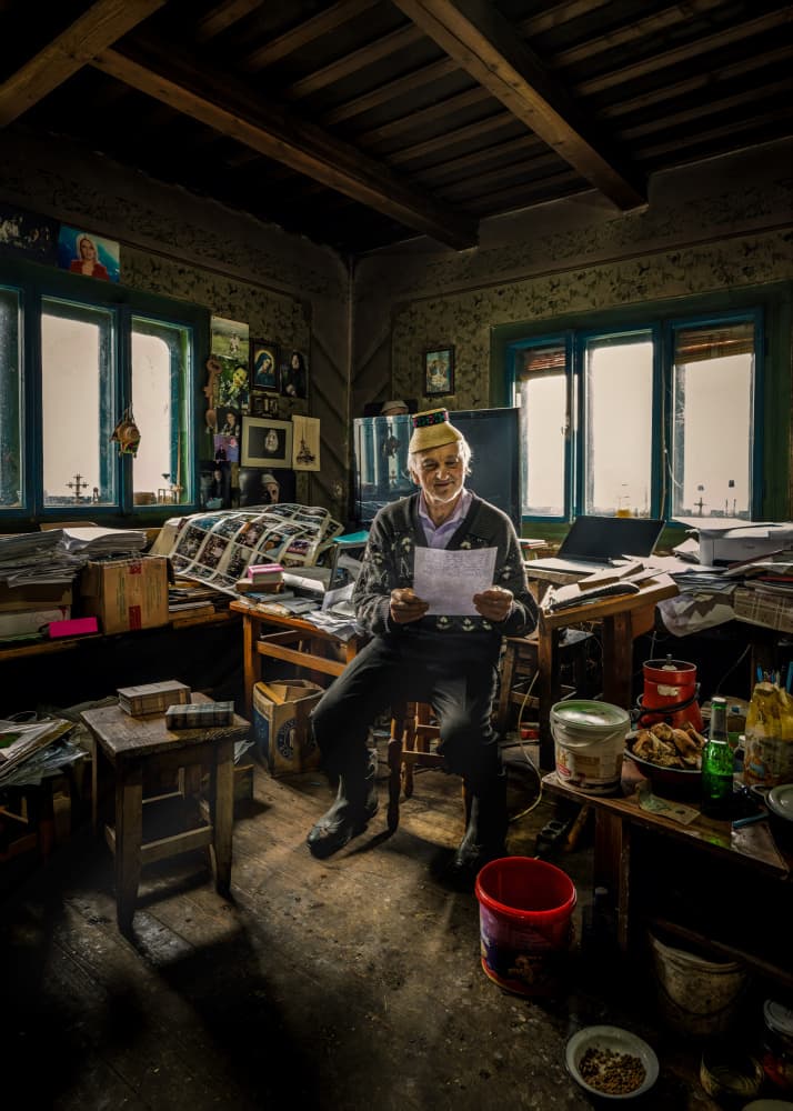 Elderly Man's Rustic Room by Cristian Pavel — canvas wall art