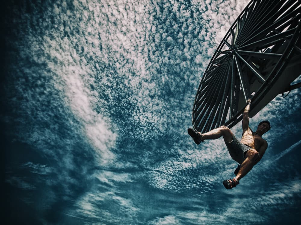 Athletic Man Blue Sky by Erkan Camlilar — canvas wall art