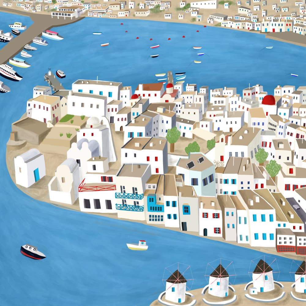 Mykonos Coastal Village by Carla Daly — canvas wall art