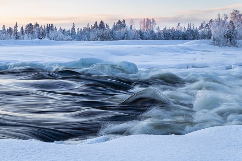 Winter River Flow by Burkhard Achtergarde — canvas wall art