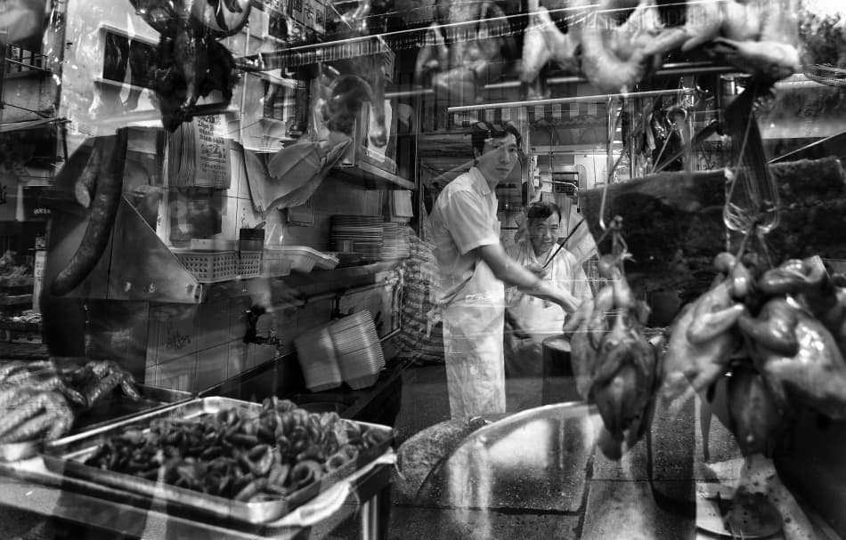 Asian Market Double Exposure by Ricky Siegers — canvas wall art