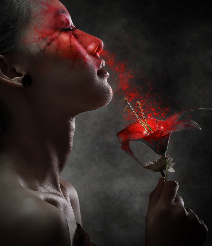 Ethereal Red Bloom by azalaka — canvas wall art