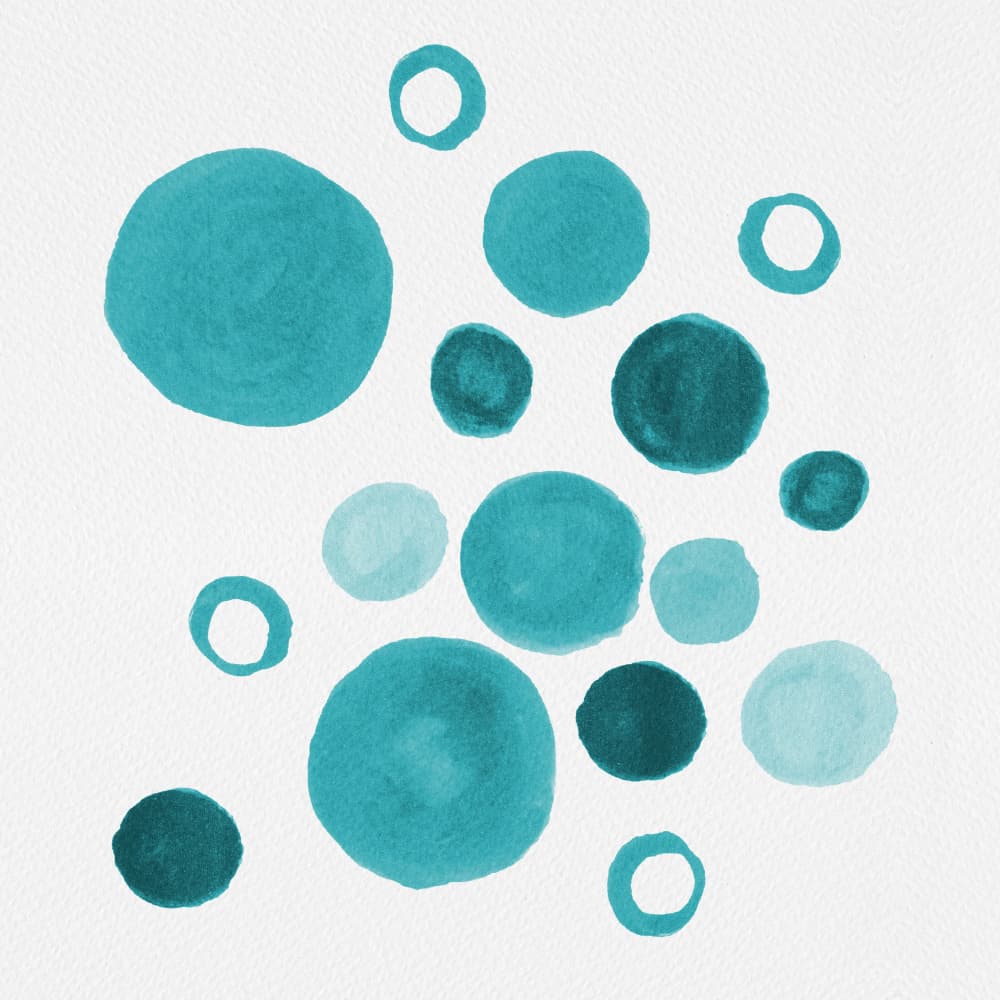 Teal Watercolor Circles by Michele Channell — canvas wall art
