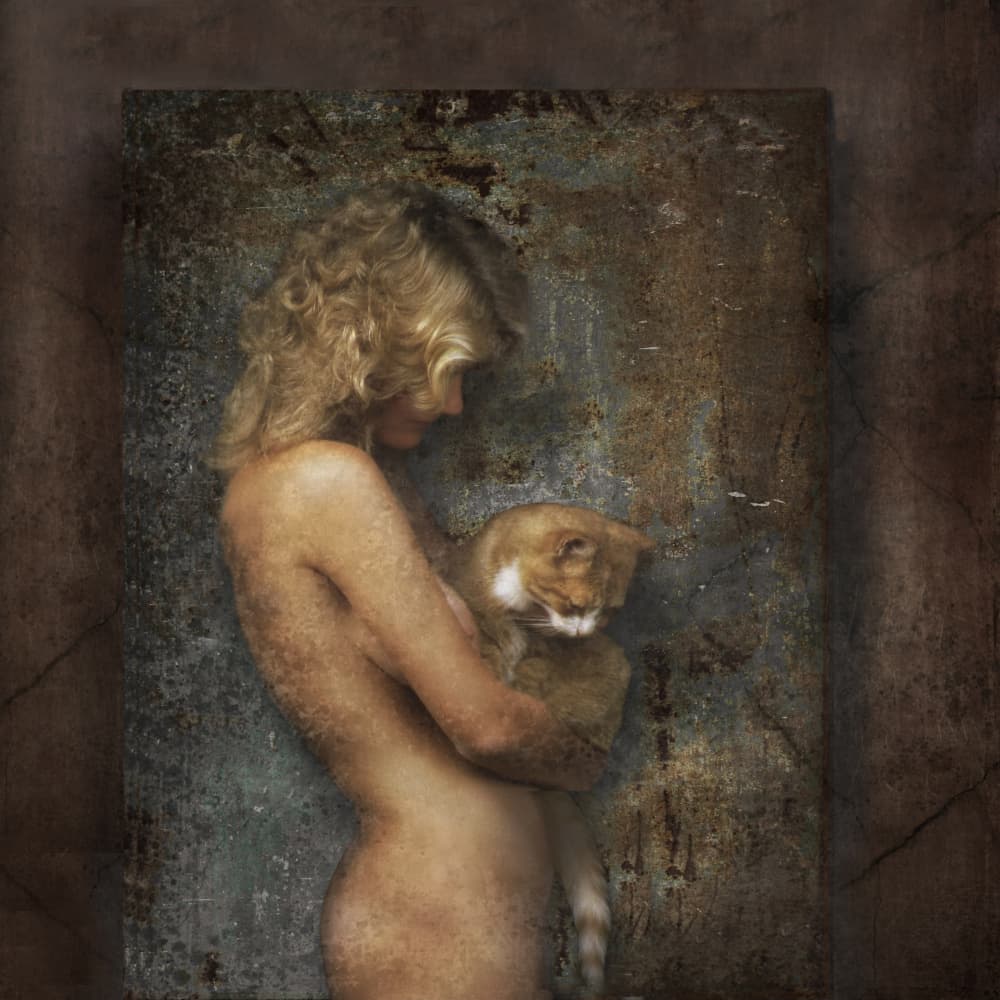 Nude Woman with Cat by Jan Donckers — canvas wall art