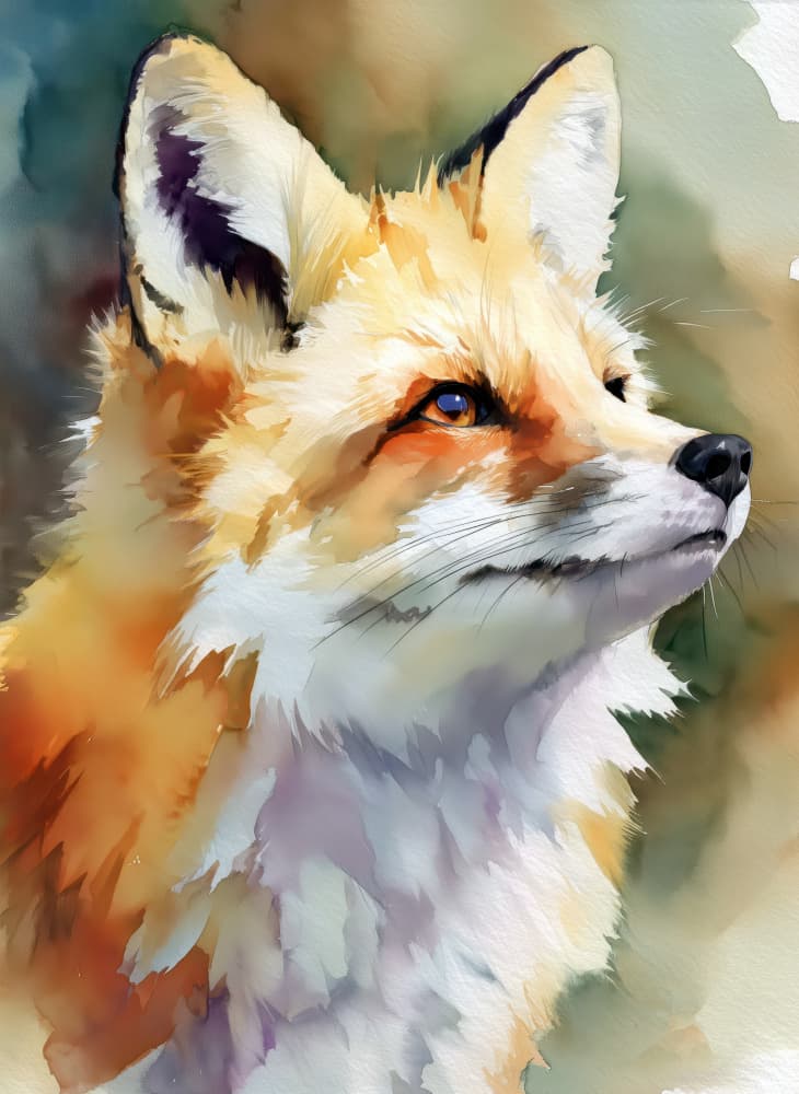 Vibrant Watercolor Fox by Justyna Jaszke — canvas wall art