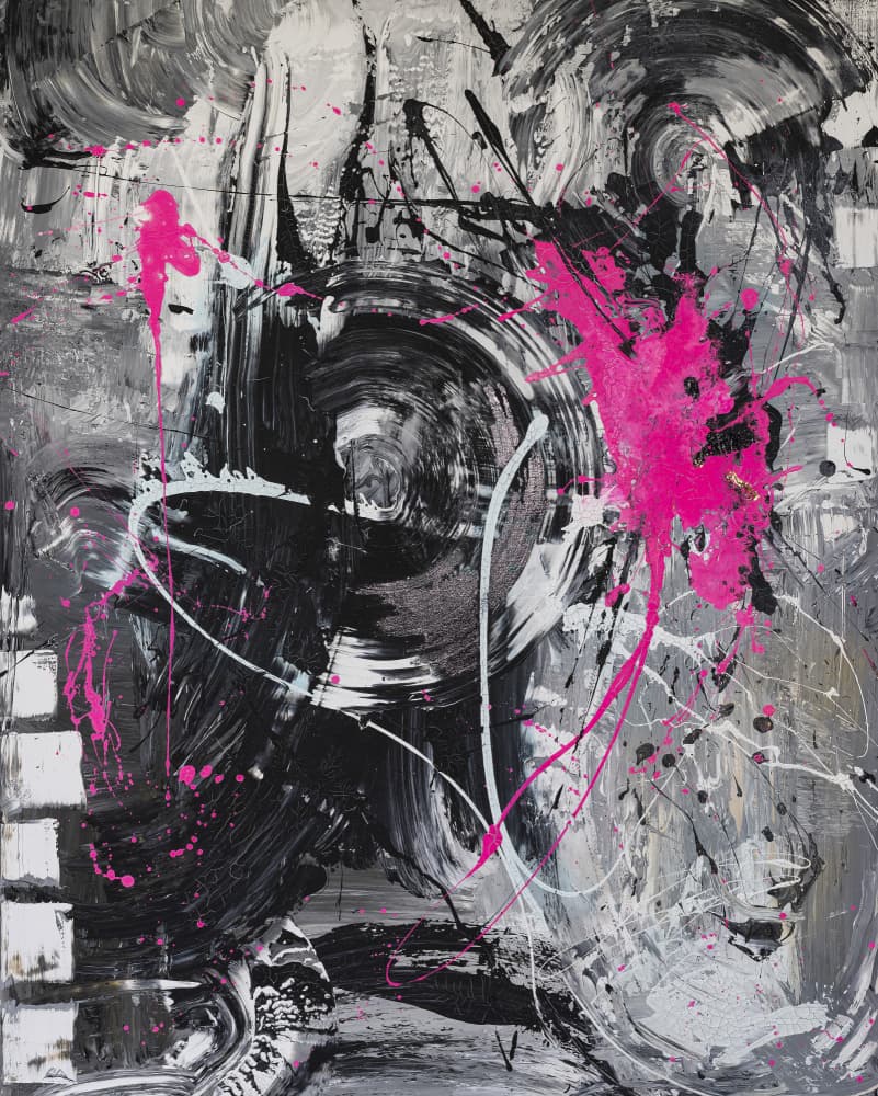 Dynamic Pink Splatter by Anete Purina-Purite — canvas wall art
