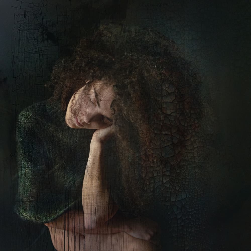 Pensive Curly Woman by Tommaseo Gregorio — canvas wall art