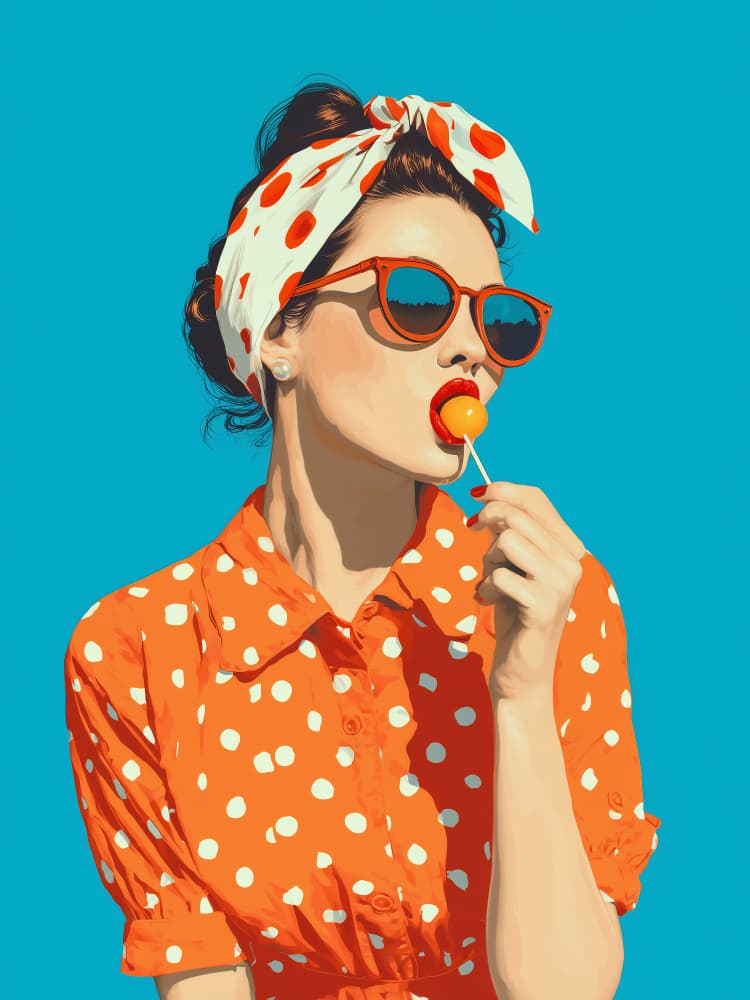 Retro Lollipop Girl by Annika Persson — canvas wall art