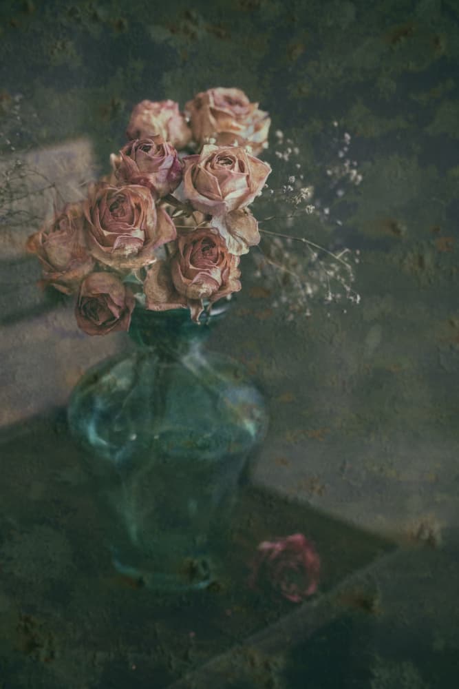Faded Roses In Vase by Takiko Hirai — canvas wall art