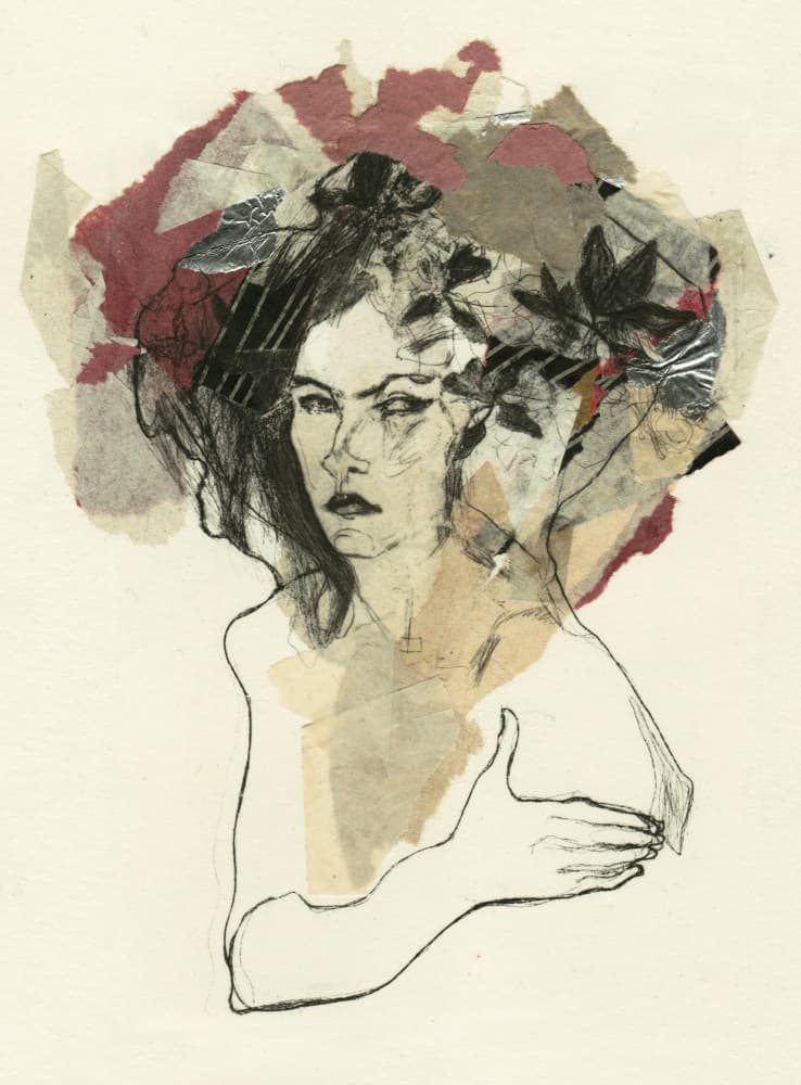 Thoughtful Woman Collage by Ute Rathmann — canvas wall art