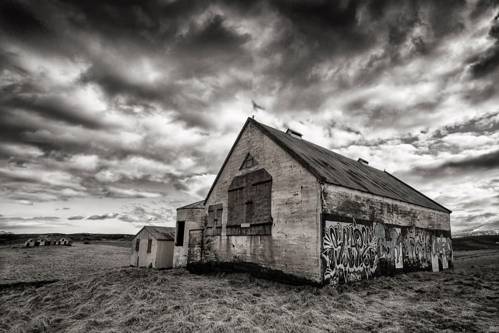 Abandoned Barn Dramatic Sky by Þorsteinn H. Ingibergsson — canvas wall art