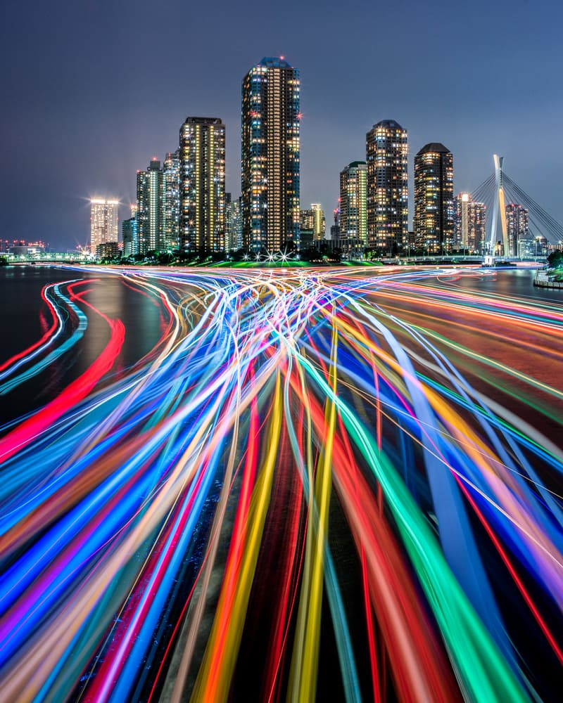 Vibrant City Light Trails by Kei Sasaki — canvas wall art