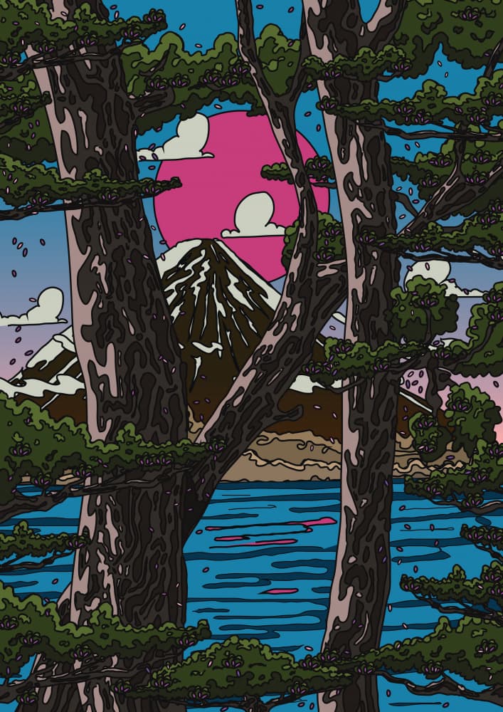 Pink Sun Over Mount Fuji by Nicholas — canvas wall art