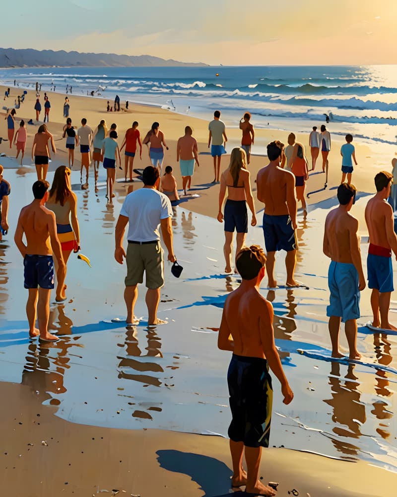 Crowded Summer Beach by Kintsugi99 — canvas wall art