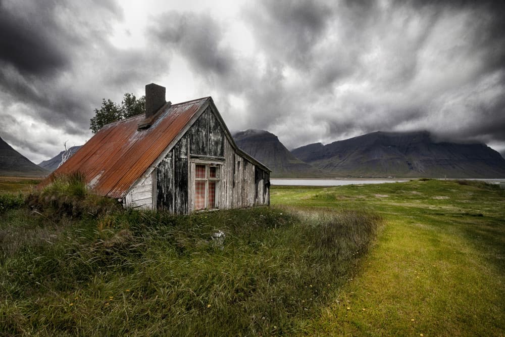 Rustic Cabin Landscape by Þorsteinn H. Ingibergsson — canvas wall art