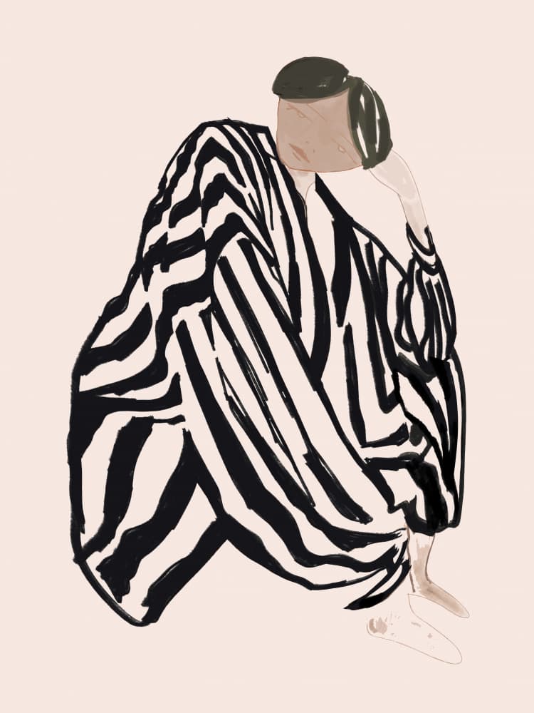 Pensive Striped Figure by casa cartissi — canvas wall art