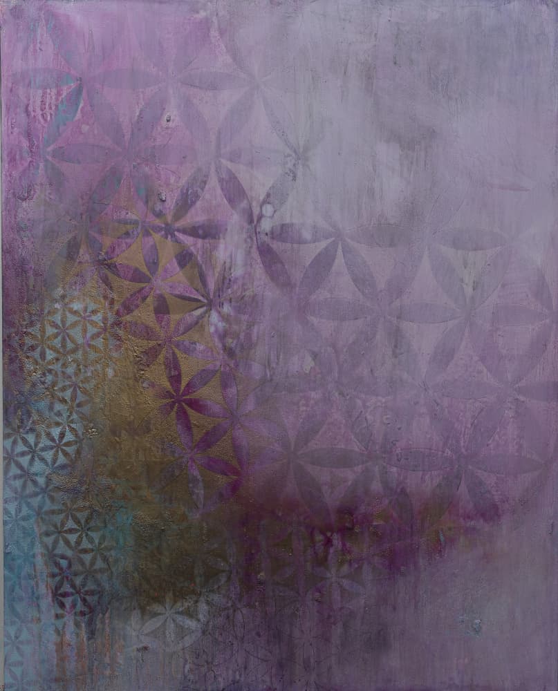 Purple Gold Flower Life by Deb Chaney — canvas wall art
