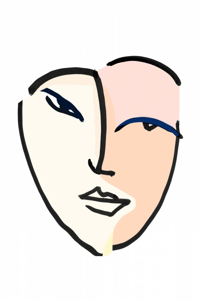 Two Tone Modern Face by cartissi — canvas wall art