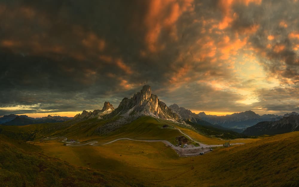 Golden Hour Mountain Road by Tomasz Rojek — canvas wall art