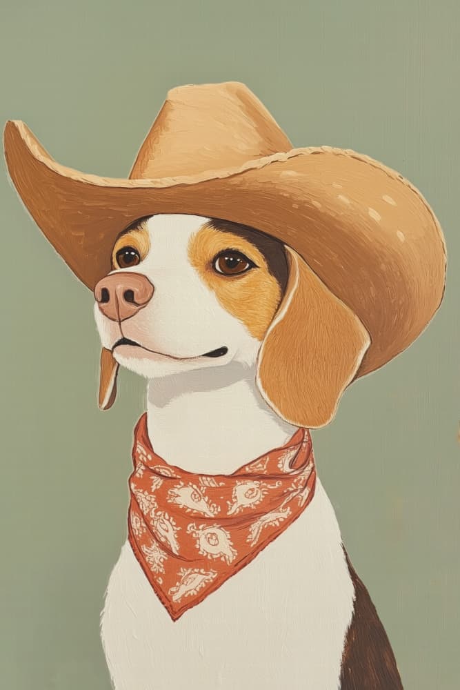 Cute Cowboy Beagle by Melloi Art Prints — canvas wall art