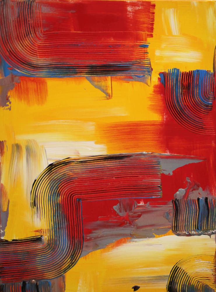 Bold Red Yellow Abstract by Rafal Kulik — canvas wall art