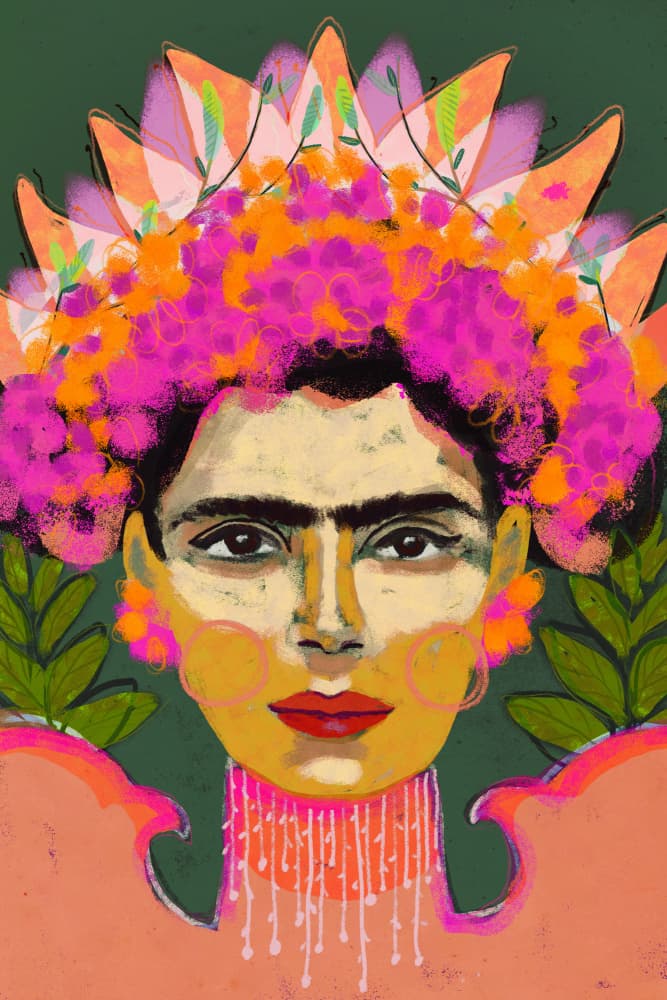 Vibrant Floral Crown by Treechild — canvas wall art