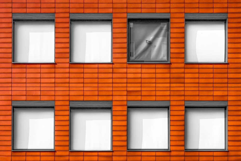 Orange Facade Windows by Luc Vangindertael (laGrange) — canvas wall art