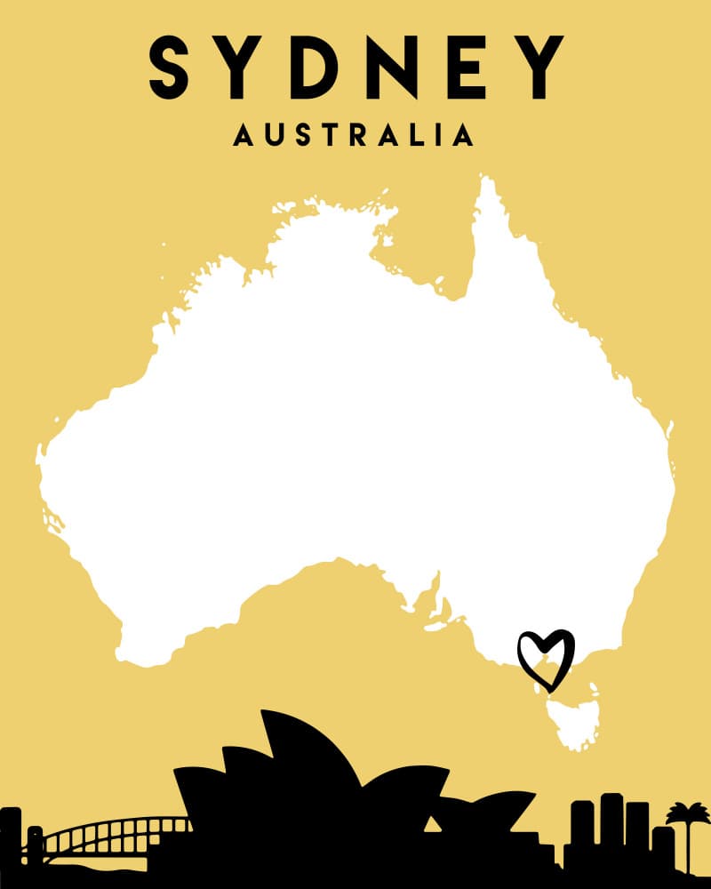 Sydney Australia Heart Map by Emiliano Deificus — canvas wall art
