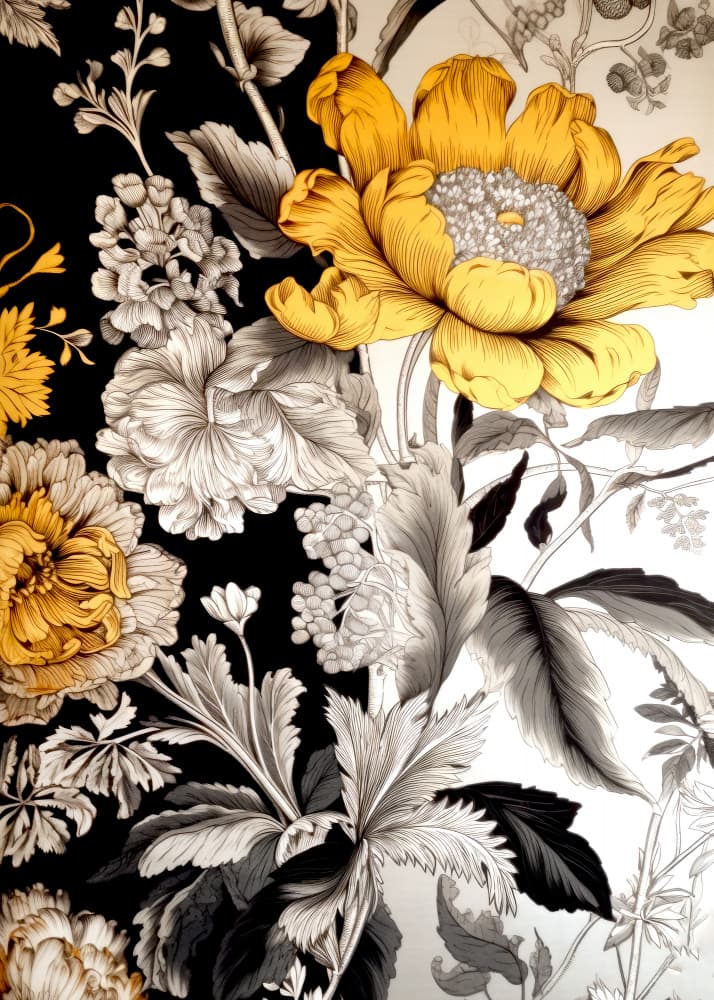 Golden Botanical Split by Justyna Jaszke — canvas wall art