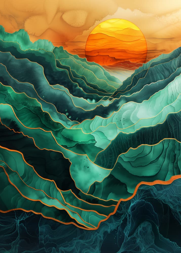 Layered Landscape Sunset by Justyna Jaszke — canvas wall art