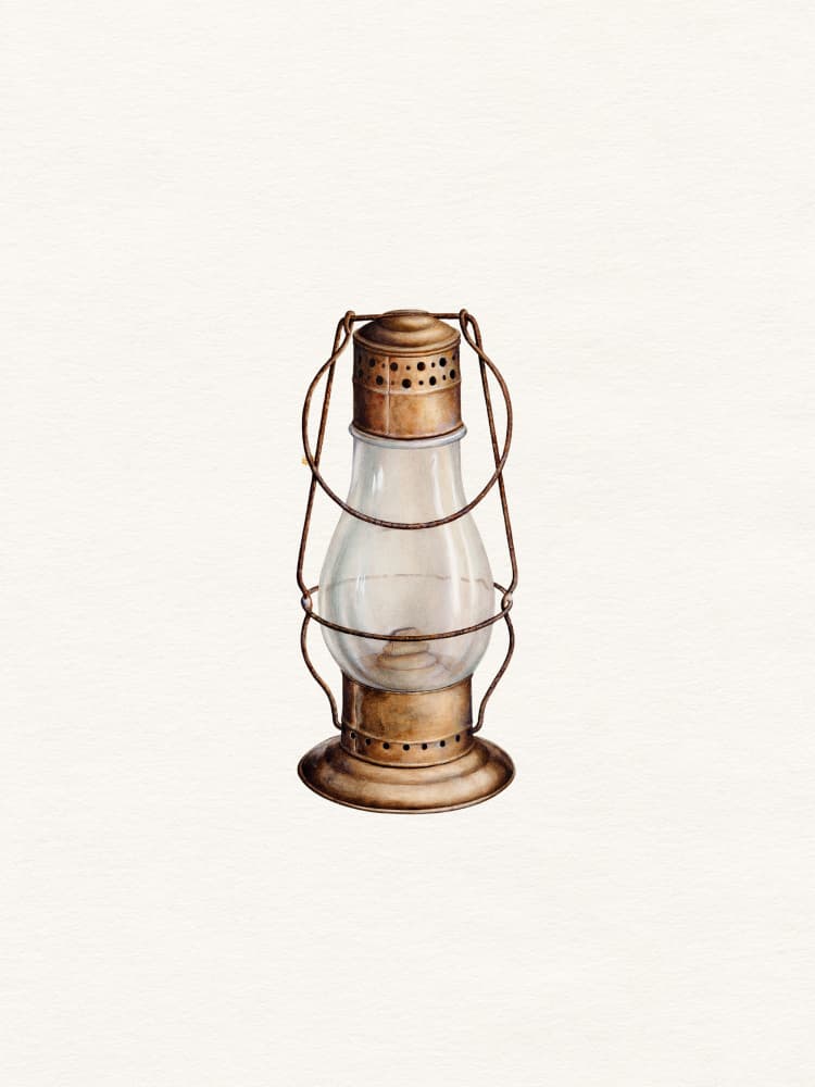 Vintage Oil Lantern by Wild Violets — canvas wall art