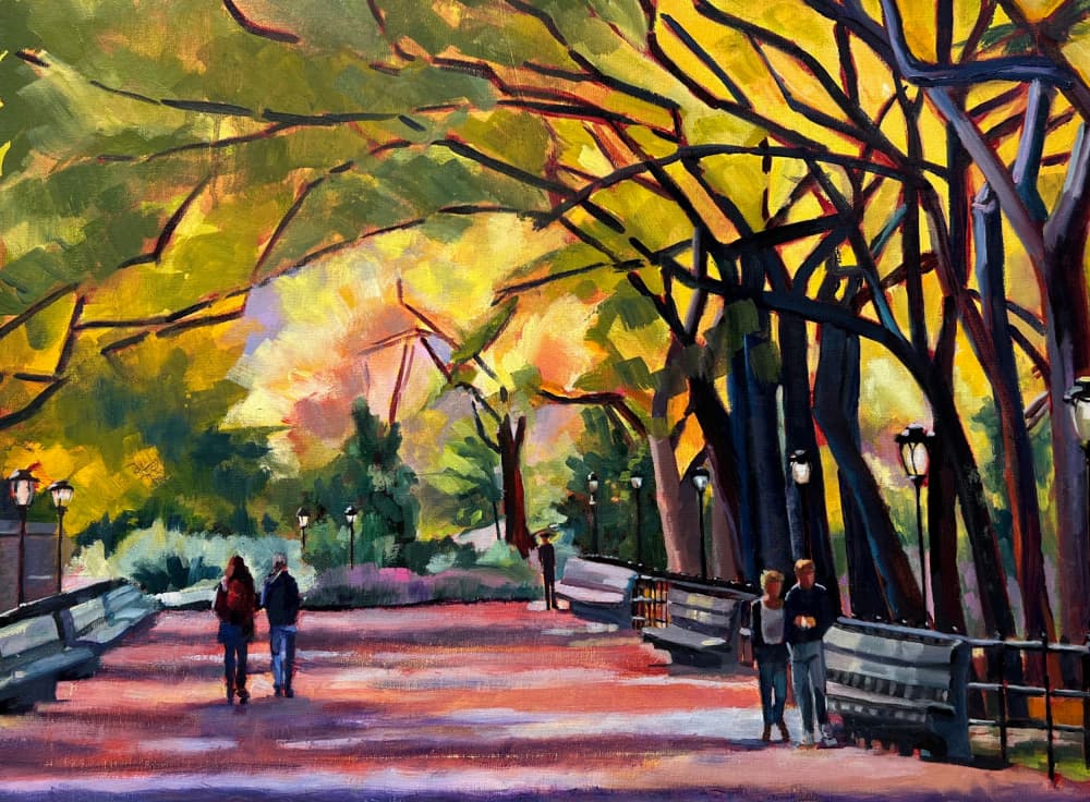 Golden Autumn Path by Maxine Shore — canvas wall art