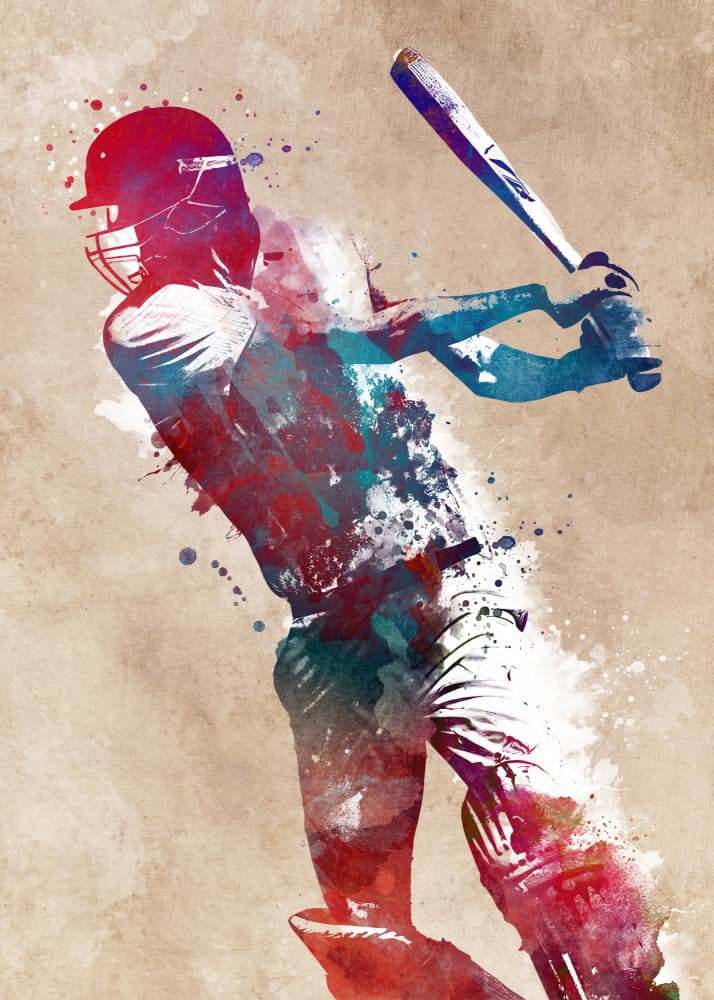 Dynamic Cricket Batter by Justyna Jaszke — canvas wall art