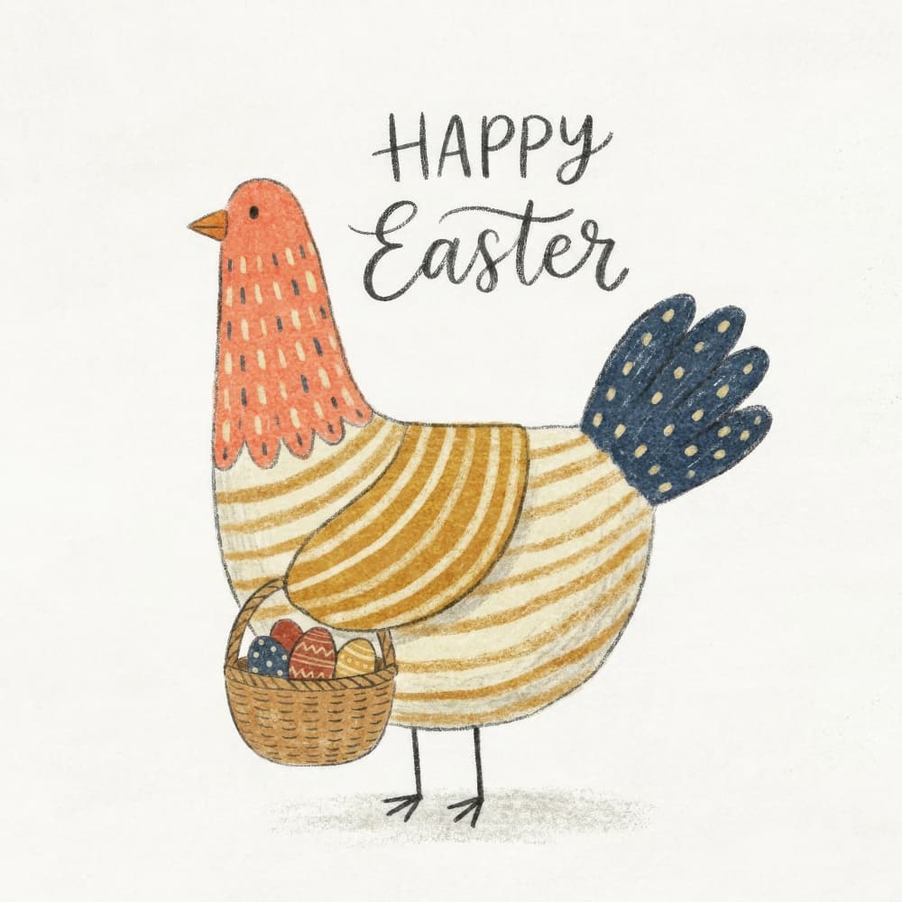 Happy Easter Chicken by Emel Tunaboylu — canvas wall art